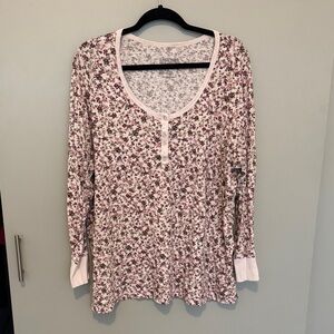 Torrid Pink and Cream Floral Long Sleeve Top